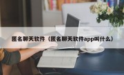 匿名聊天软件（匿名聊天软件app叫什么）