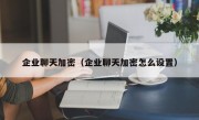 企业聊天加密（企业聊天加密怎么设置）