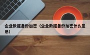 企业数据备份加密（企业数据备份加密什么意思）