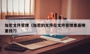 加密文件管理（加密的文件在文件管理里面哪里找?）