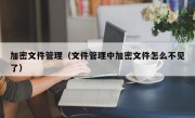 加密文件管理（文件管理中加密文件怎么不见了）