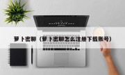萝卜密聊（萝卜密聊怎么注册下载账号）