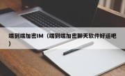 端到端加密IM（端到端加密聊天软件好运吧）