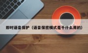即时语音保护（语音保密模式是干什么用的）
